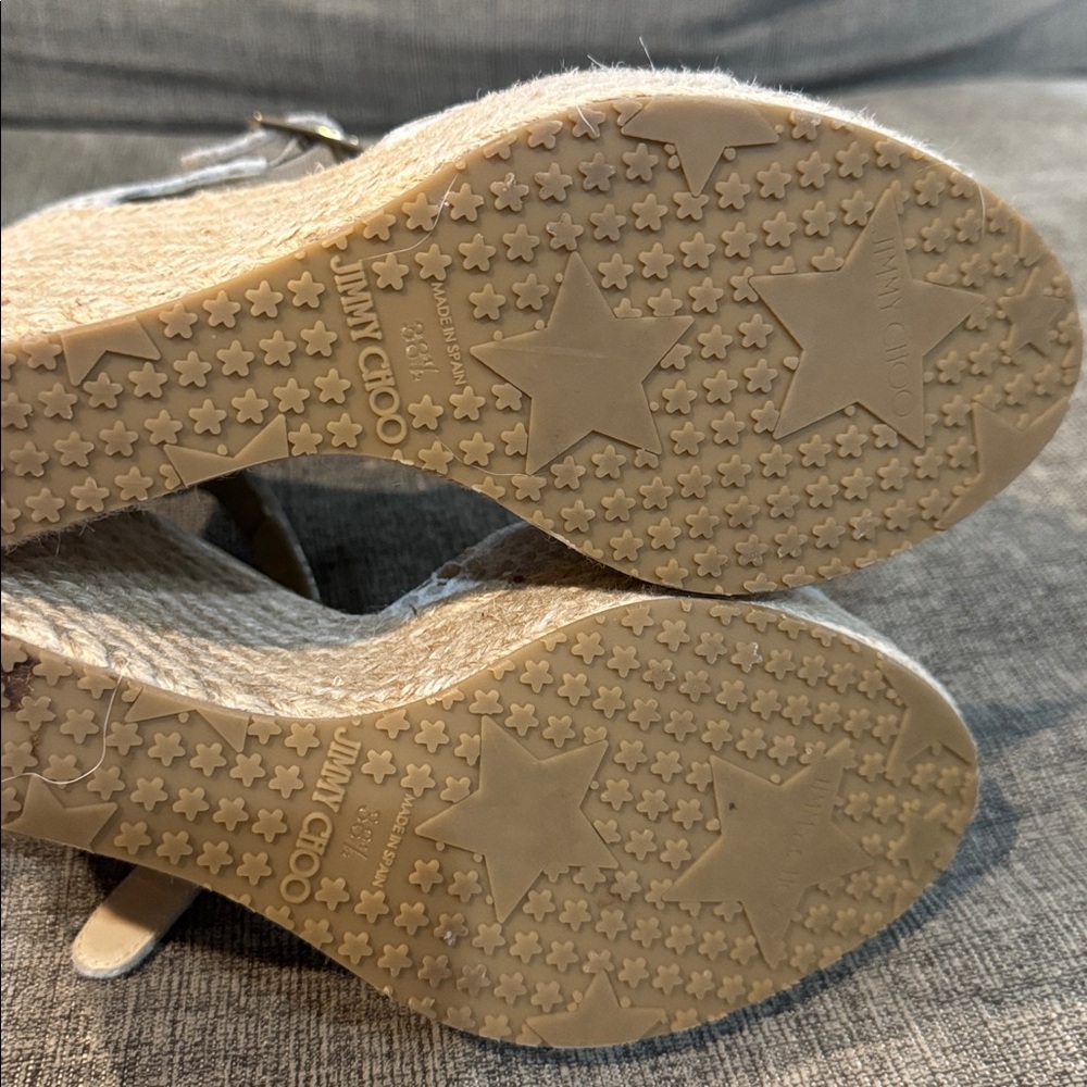 Jimmy Choo Beige Snake-Print Espadrille Wedge Sandals - Picture 4 of 5
